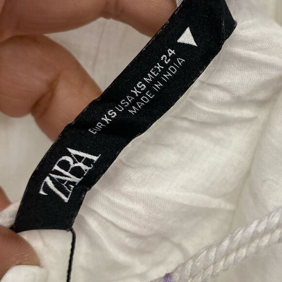 NWT Zara Topstitched Gauze Top Sz XS - Picture 6 of 7